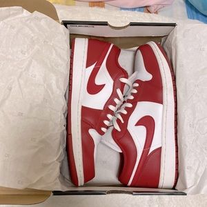 Nike Air Jordan 1 Low in Gym Red.